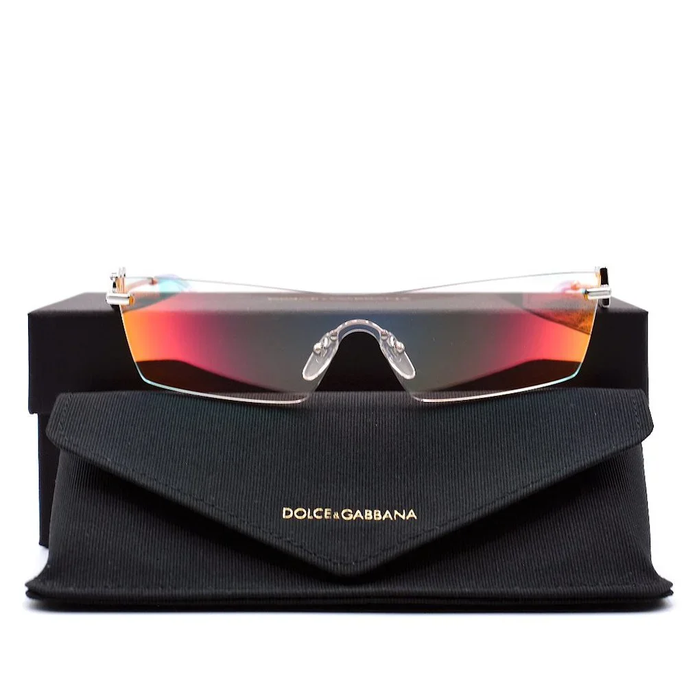 NEW DOLCE & GABBANA DG2292 IRIDESCENT RIMLESS SHIELD AUTHENTIC SUNGLASSES - Picture 12 of 15